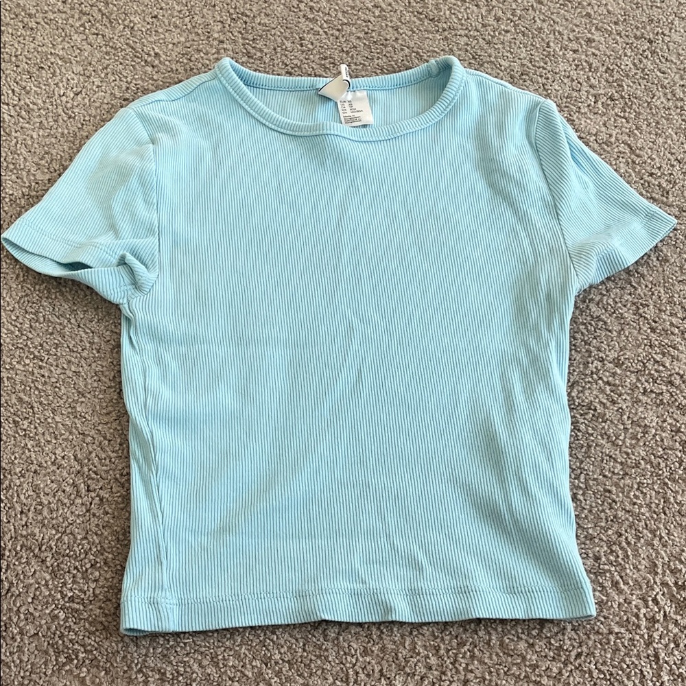 H&M Light Blue Ribbed Top